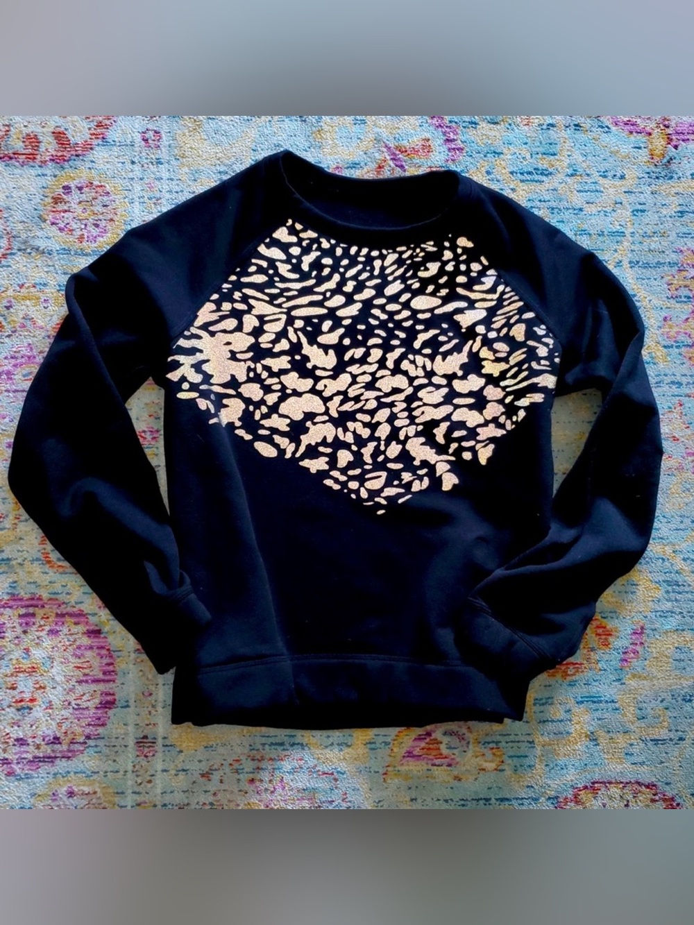 REFLECTIVE Lululemon Snapshot Crew Black Polartec Sweatshirt 8 Medium Cheetah